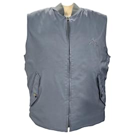 Loro Piana- Loro Piana Embroidered Logo Reversible Vest Jacket in Grey Polyamide-Grey