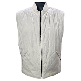 Loro Piana- Loro Piana Embroidered Logo Reversible Vest Jacket in Grey Polyamide-Grey