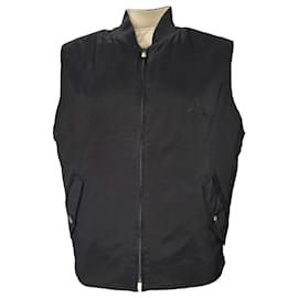 Loro Piana- Loro Piana Embroidered Logo Reversible Vest Jacket in Black Polyamide-Black