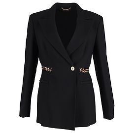 Blazer nero in acetato a un bottone decorato con catene Versace Nero