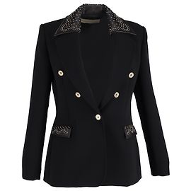 Blazer de lã preta com embellishments de Elie Saab Preto
