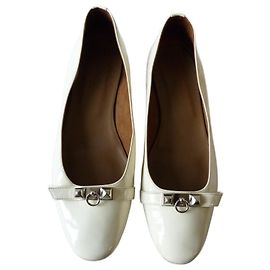 Hermès Ballettschuhe Silber Aus weiß
