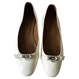 Hermès-Ballet flats-Silvery,Eggshell