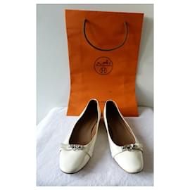 Hermès-Ballet flats-Silvery,Eggshell