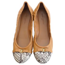 Louis Vuitton Elba Cognac Leather Ballet Flats Cognac