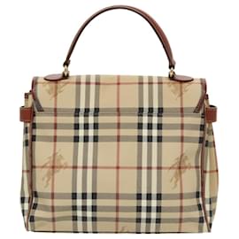 Autre Marque-Burberrys Nova Check Hand Bag PVC 2way Beige Gold Auth 94308-Beige,Golden