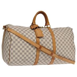 Louis Vuitton-LOUIS VUITTON Damier Azur Keepall Bandouliere 55 Boston Bag N41429 Auth 94205-Other