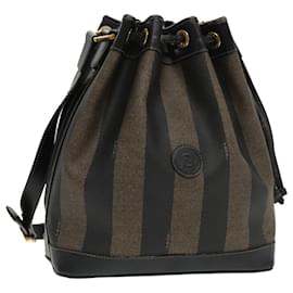 Fendi-Sac à épaule en toile Pecan FENDI marron noir Auth yk15568-Marron,Noir