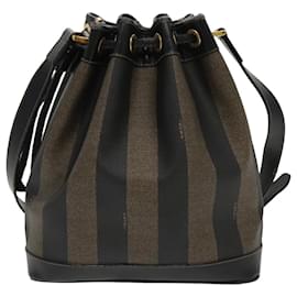 Fendi-Sac à épaule en toile Pecan FENDI marron noir Auth yk15568-Marron,Noir
