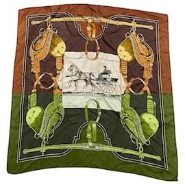 Hermès-HERMES Silk handkerchief T.  Silk-Brown