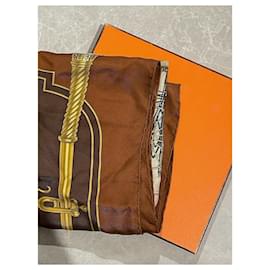 Hermès-HERMES Silk handkerchief T.  Silk-Brown