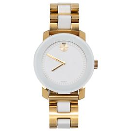 Relógio bicolor Movado em ouro branco e dourado Branco