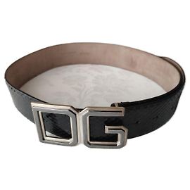 Dolce & Gabbana DOLCE&GABBANA CEINTURE EN CUIR DE PYTHON AVEC BOUCLE DG. Noir