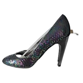 Louis Vuitton-SANAGA PUMP-Silvery,Dark purple