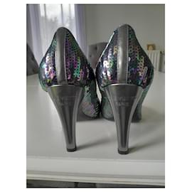 Louis Vuitton-SANAGA PUMP-Silvery,Dark purple