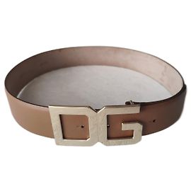 Dolce & Gabbana DOLCE&GABBANA CEINTURE EN CUIR DE PYTHON AVEC BOUCLE DG. Marron clair