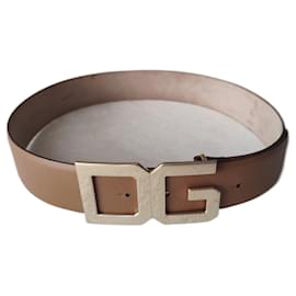 Dolce & Gabbana DOLCE&GABBANA PYTHON LEATHER BELT WITH DG BUCKLE. Light brown