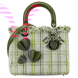 Dior-Orange Dior Medium Tweed Heart Deco Lady Dior Satchel-Orange