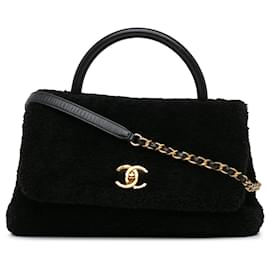Chanel-Black Chanel Medium Shearling Coco Handle Flap Satchel-Black