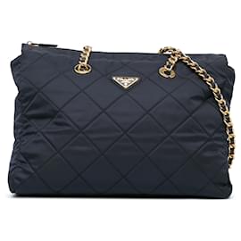 Prada-Blue Prada Medium Re Nylon Re Edition 1995 Chain Tote-Blue