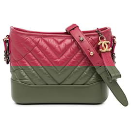 Chanel-Pink Chanel Small Chevron Aged Calfskin Gabrielle Crossbody-Pink