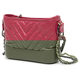 Chanel-Pink Chanel Small Chevron Aged Calfskin Gabrielle Crossbody-Pink