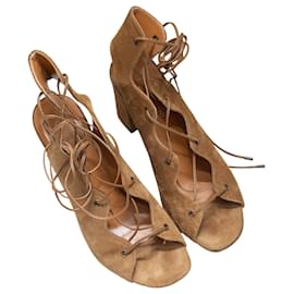 Saint Laurent-SAINT LAURENT Sandals T.EU 38 Cloth-Camel