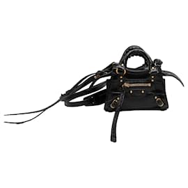 Balenciaga-Black Balenciaga Embossed Croc Super Nano City Bag-Black