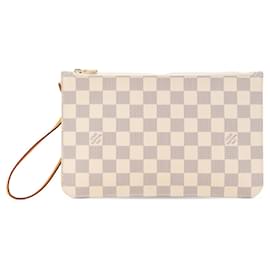 Louis Vuitton-White Louis Vuitton Damier Azur Neverfull Pochette Pouch-White