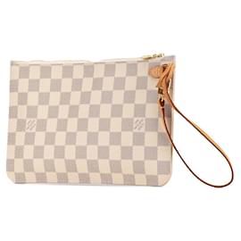Louis Vuitton-White Louis Vuitton Damier Azur Neverfull Pochette Pouch-White