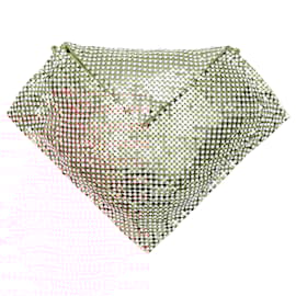 Swarovski-Sac de soirée en métal maillé doré vintage et blanc Swarovski-Doré