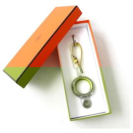 Hermès-Porte-clés en cuir Hermès Collier de Chien-Argenté,Métallisé