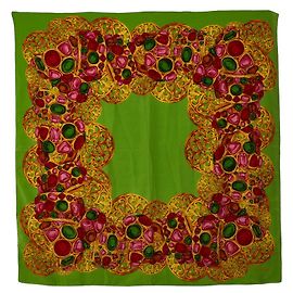 Cachecol de seda com motivo de gema Chanel verde multicolorido Verde