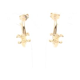 Céline-Celine Gold Plated Asymmetric Hoop Earrings-Golden,Metallic