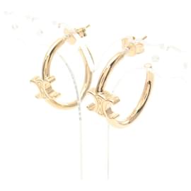 Céline-Celine Gold Plated Asymmetric Hoop Earrings-Golden,Metallic