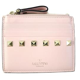 Valentino Garavani-Valentino Rockstud Card Holder Coin Case-Pink