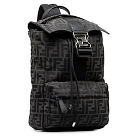 Fendi-Fendi Canvas Leather Body Bag Backpack-Black