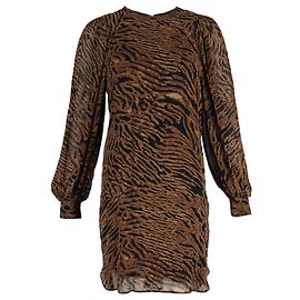 Robe shift à imprimé tigre Ganni en viscose marron Marron