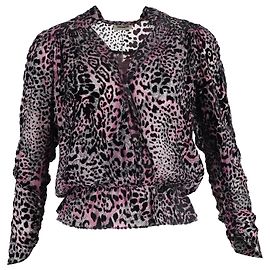 Zadig & Voltaire Leopard Print V-Neck Blouse in Multicolor Viscose Multiple colors