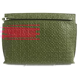 Loewe-Loewe Anagram Leather Clutch Bag Red-Red