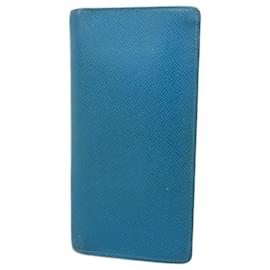 Louis Vuitton-Louis Vuitton Long Wallet Taiga Portefeuille Brazza Blue-Blue