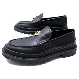 NINE DIOR MOCASSIN M-EXPLORER 8 42 BLACK LEATHER BOX LOAFERS SHOES Black
