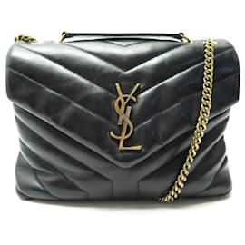 BOLSA YVES SAINT LAURENT LOULOU SMALL 494699 PRETA MATELASSADA Preto