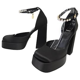 Versace-NINE VERSACE MEDUSA AEVITAS DECOLLETE 1007718 40 IN SATIN SHOES-Black