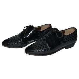 Yves Saint Laurent Black Patent Leather Lace Ups Black