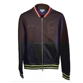 Alexander Mcqueen-Alexander Mcqueen Navy Blue Floral Edition Bombers Jacket-White,Red,Blue,Navy blue