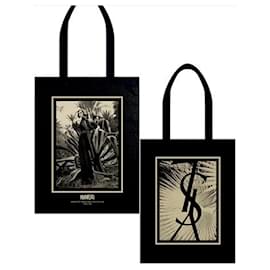 Borsa Tote Yves Saint Laurent Manifesto Nera e Oro Cotone Nero D'oro