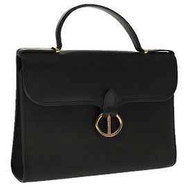 Borsa a mano Christian Dior in pelle nera e oro Auth 95744 Nero D'oro