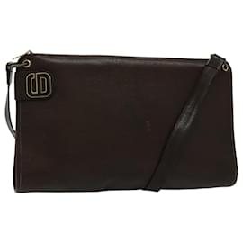 Christian Dior-Christian Dior Shoulder Bag Leather Gold Brown Auth bs19108-Brown,Golden