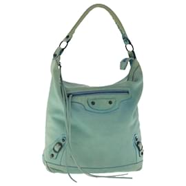 Balenciaga-BALENCIAGA The Day Shoulder Bag Leather Light Green 140442 Auth 95358-Light green